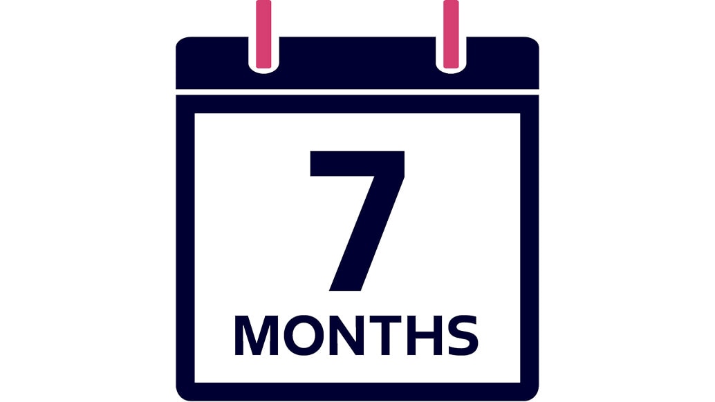 Calendar icon with text of 7 months