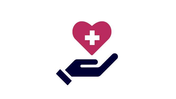 Hand holding heart with cross sign icon 