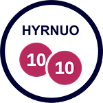 Icon displaying HYRNUO with two 10 mg capsule markers