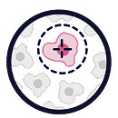 Illustration of a target marker positioned within a circular cell icon