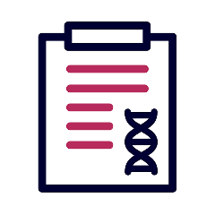Genetic testing report icon representing DNA analysis and test results