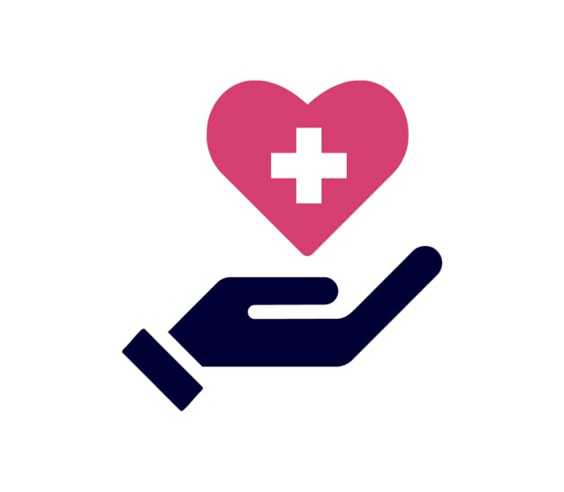 Hand holding heart with cross sign icon
