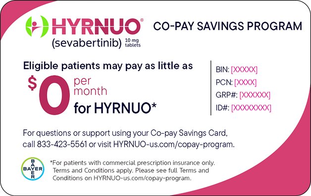 HYRNUO copay savings card