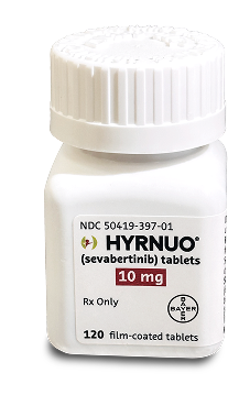 Bottle of HYRNUO 10 mg film-coated tablets