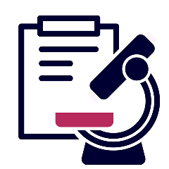 Microscope and laboratory report icon representing laboratory testing and research