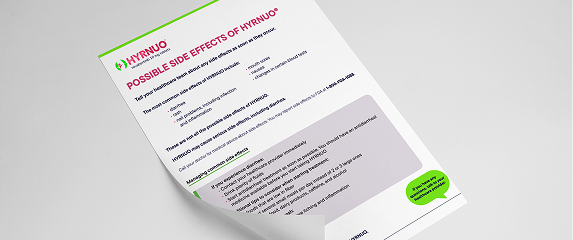 Downloadable guide on managing side effects associated with HYRNUO